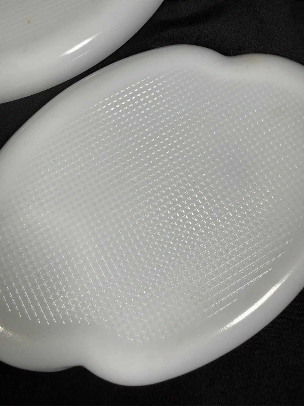 Vintage Atomic Milk Glass Snack Plates - Set of 2